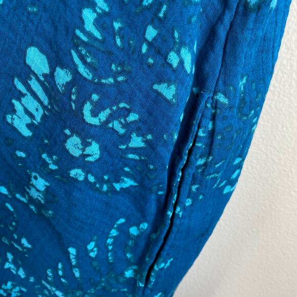 NEW Coldwater Creek Gauze Caftan Size XL Teal Batik Brushstroke Lagenlook Cotton - Picture 11 of 15